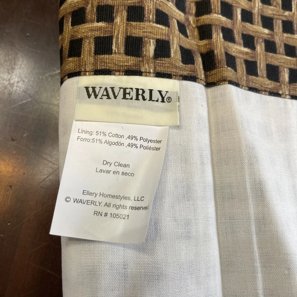 Waverly Tiki Print Valance Rod Pocket Ebony Bamboo‎ Tropical Window Treatment